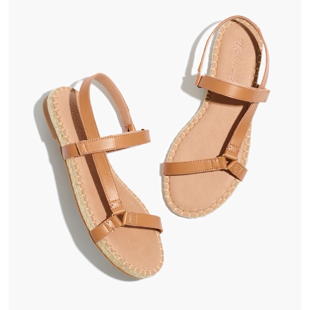 Madewell Sandals Hallie espadrille tan leather strappy flat size 8